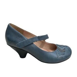 Miz Mooz Blue Leather Mary Jane Heels 7